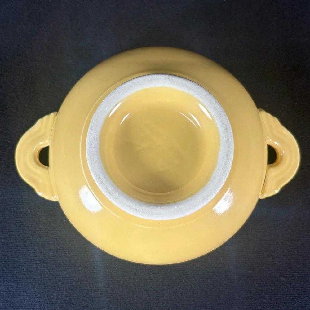 Fiesta Cream Soup Cups / Bowls‎ (2) Yellow w/ Lug Handles 6 5/8
